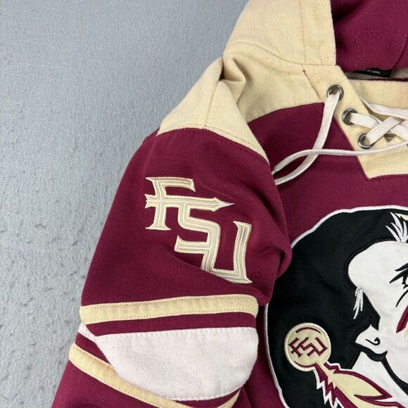 Florida State Seminoles Hoodie Mens Medium Red Pullover Embroidered Sweatshirt - Picture 3 of 11